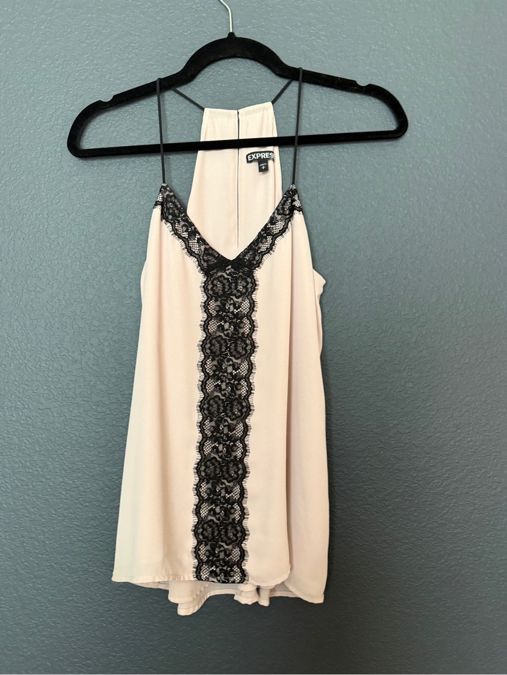 Express Blush Pink Cami with Black Lace Trim